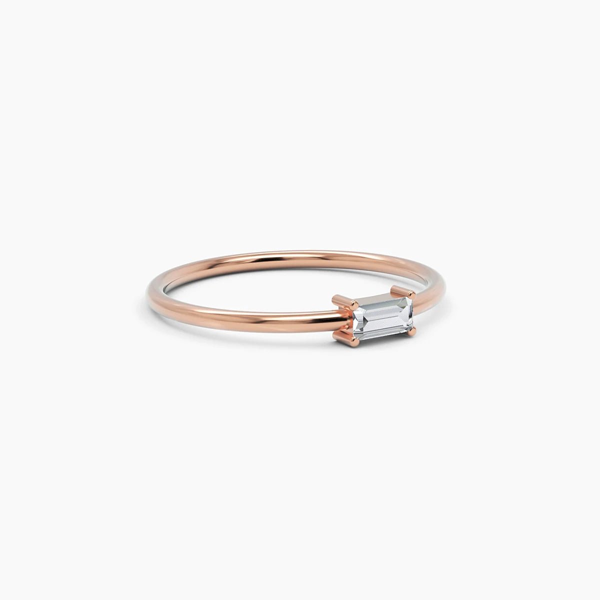 Baguette Diamond Ring in Rose Gold - Narcissus