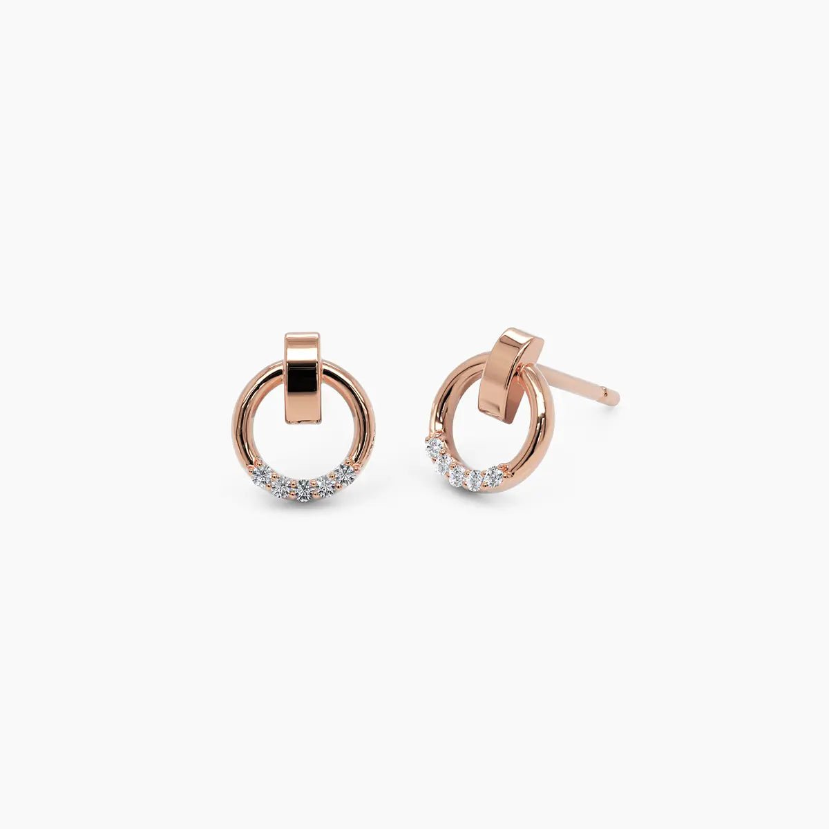 Diamond Circle Stud Earrings - Narcissus