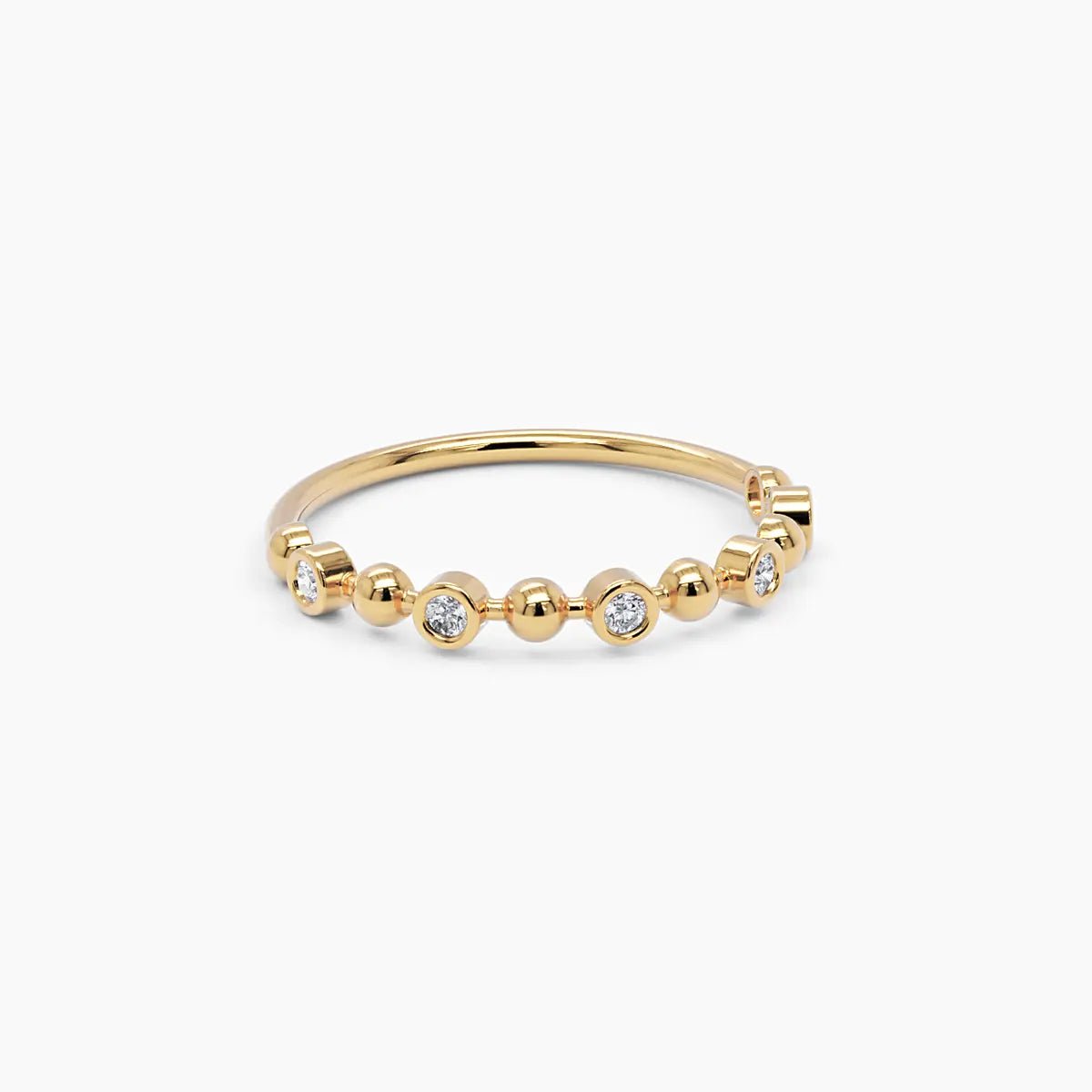 Bezel Ring With 5 Diamonds in Yellow Gold - Narcissus