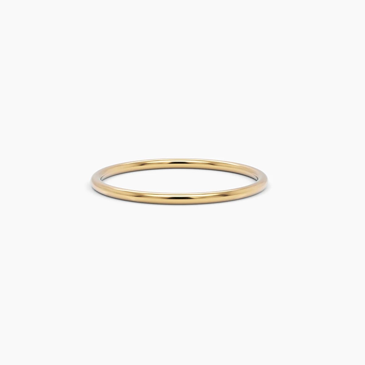 yellow gold thin stackable ring in 14k solid gold, featuring a sleek and minimalist band for effortless everyday wear