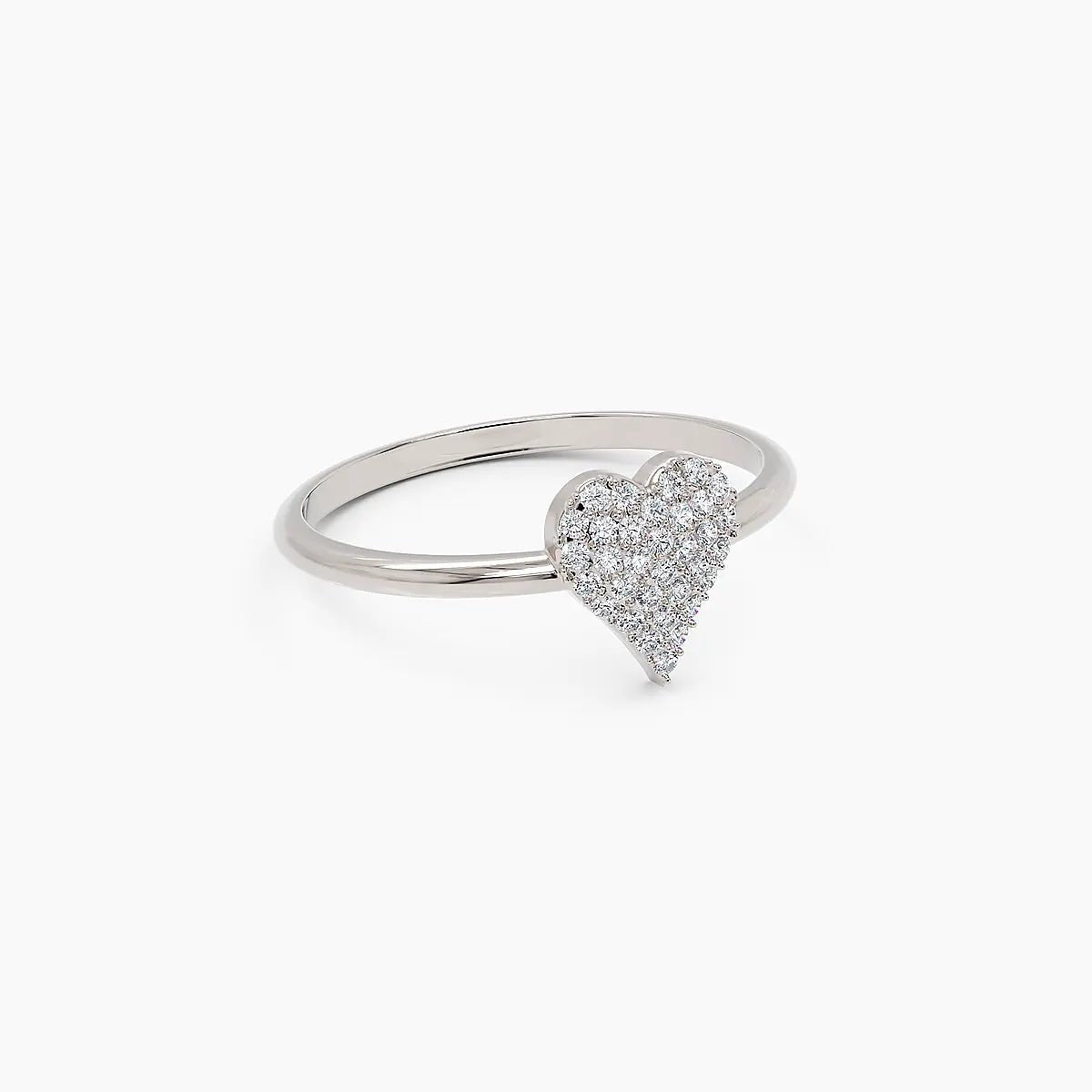 Diamond Pavé Heart Ring in Yellow Gold - Narcissus