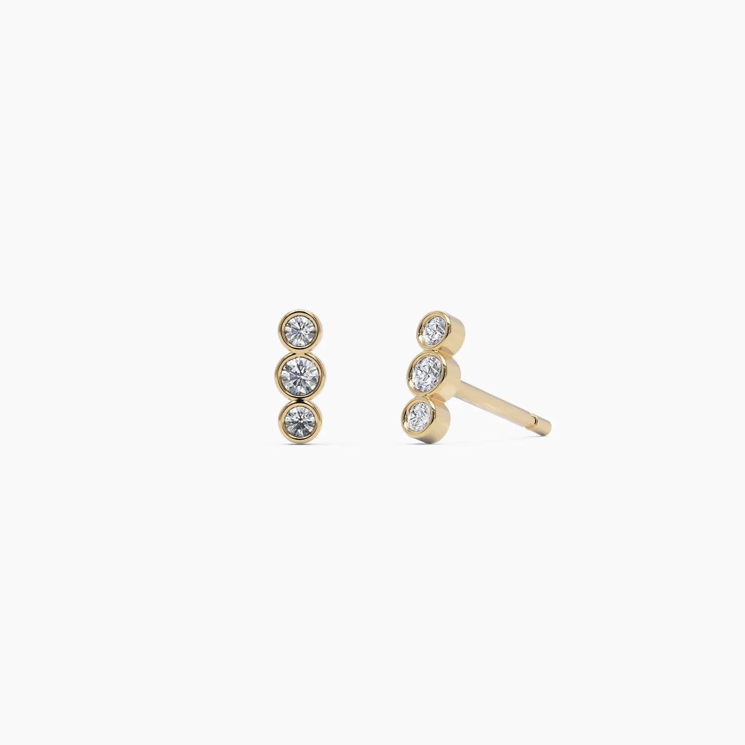 Diamond Trio Stud Earrings in White Gold - Narcissus