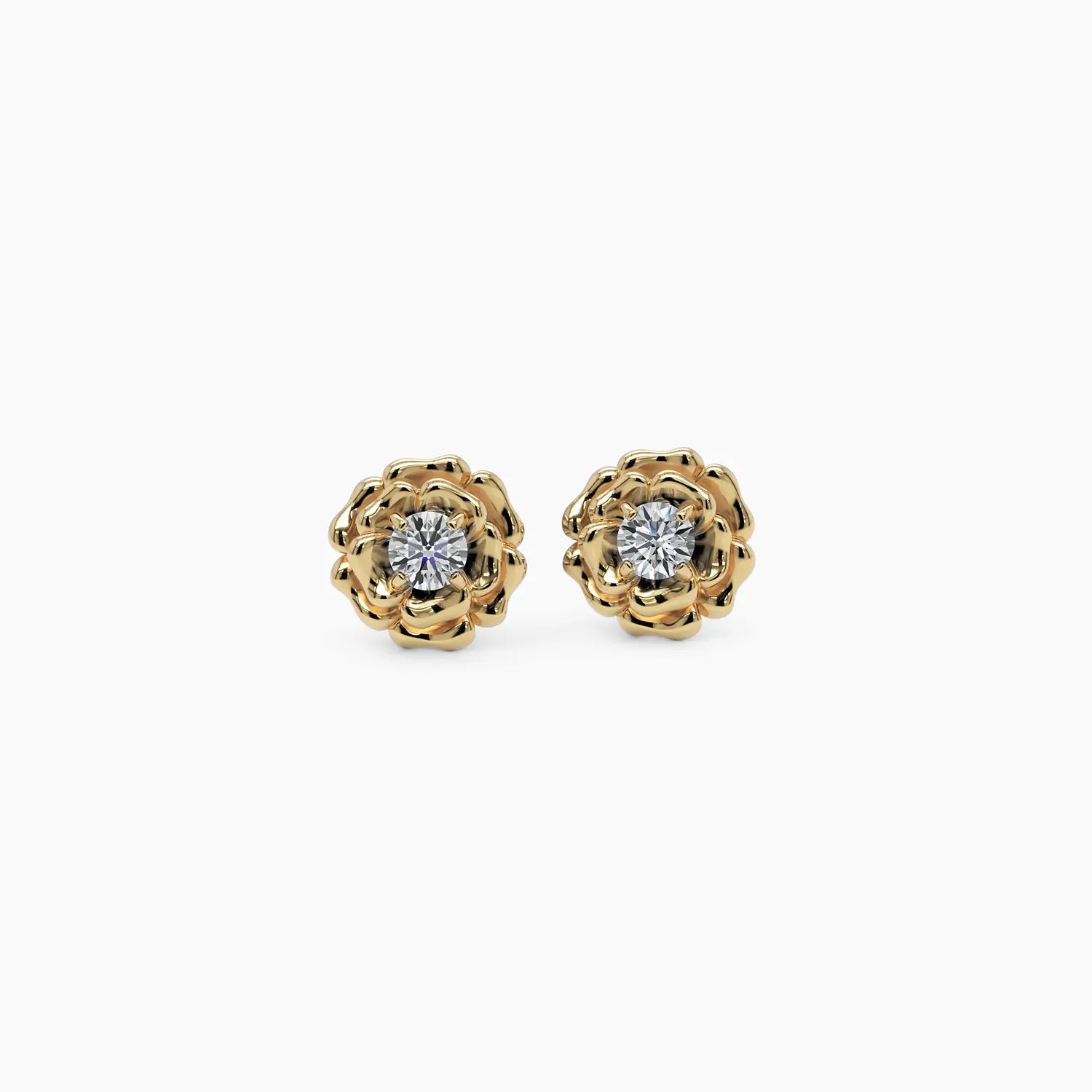 Rose Stud Diamond Earrings - Narcissus