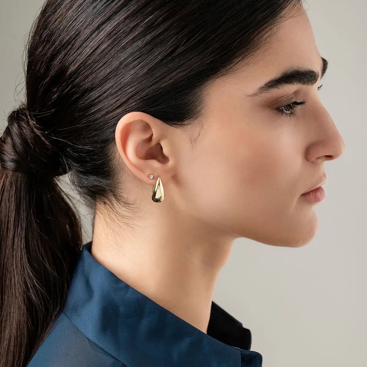 Large Teardrop Hoop Earrings - Narcissus