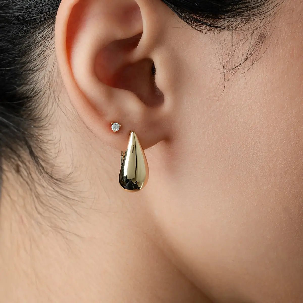 Large Teardrop Hoop Earrings - Narcissus