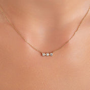 Three Diamond Bezel Necklace - Narcissus