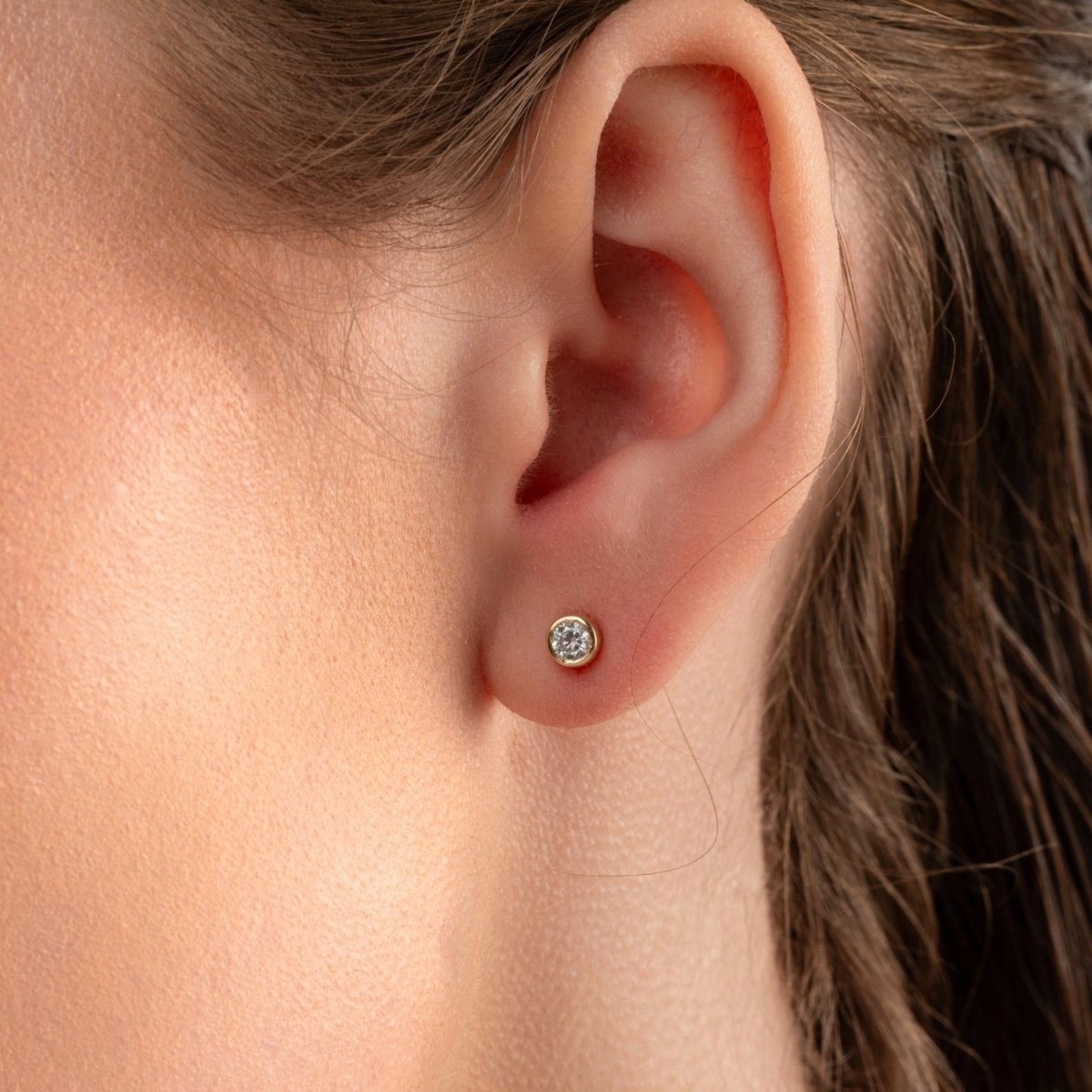 Diamond Bezel Studs - Narcissus