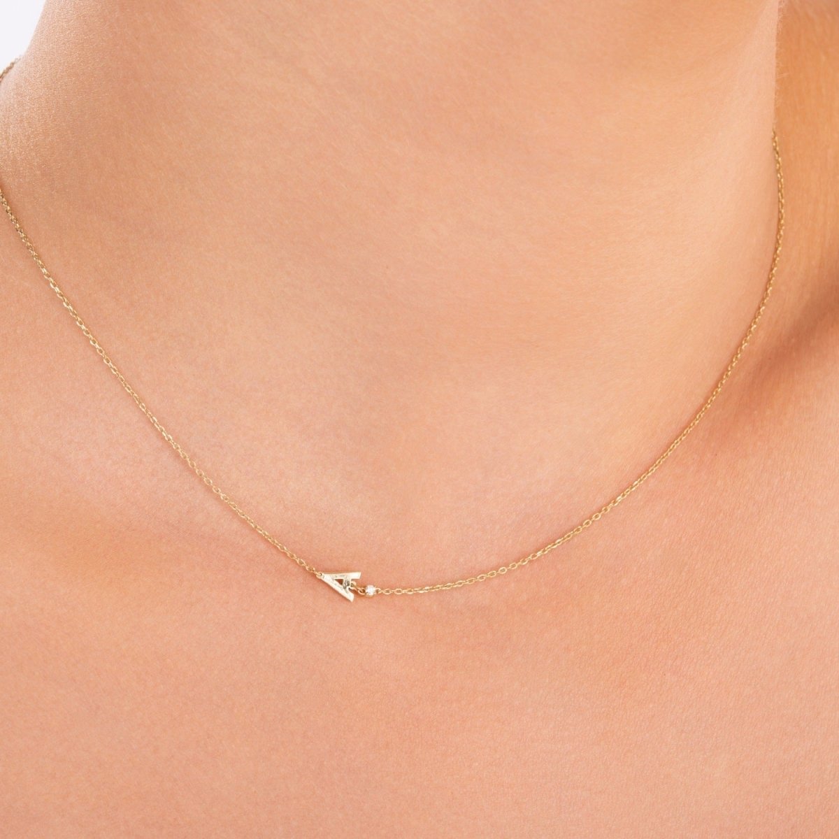 Sideways Initial U Necklace with Diamond - Narcissus