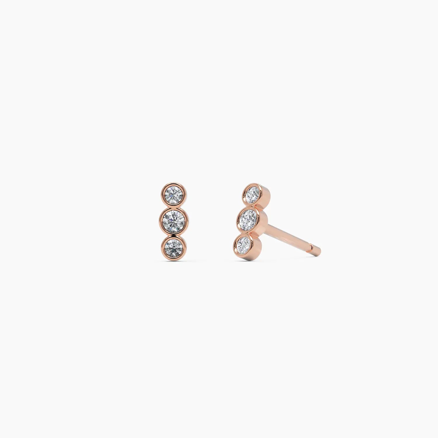 Diamond Trio Stud Earrings in White Gold - Narcissus