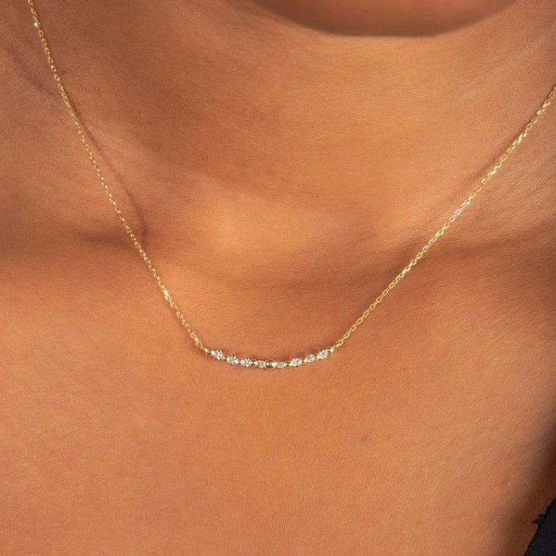 Diamond Bar Pendant Necklace - Narcissus