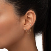 Diamond Ear Cuff With Chain in Rose Gold - Narcissus