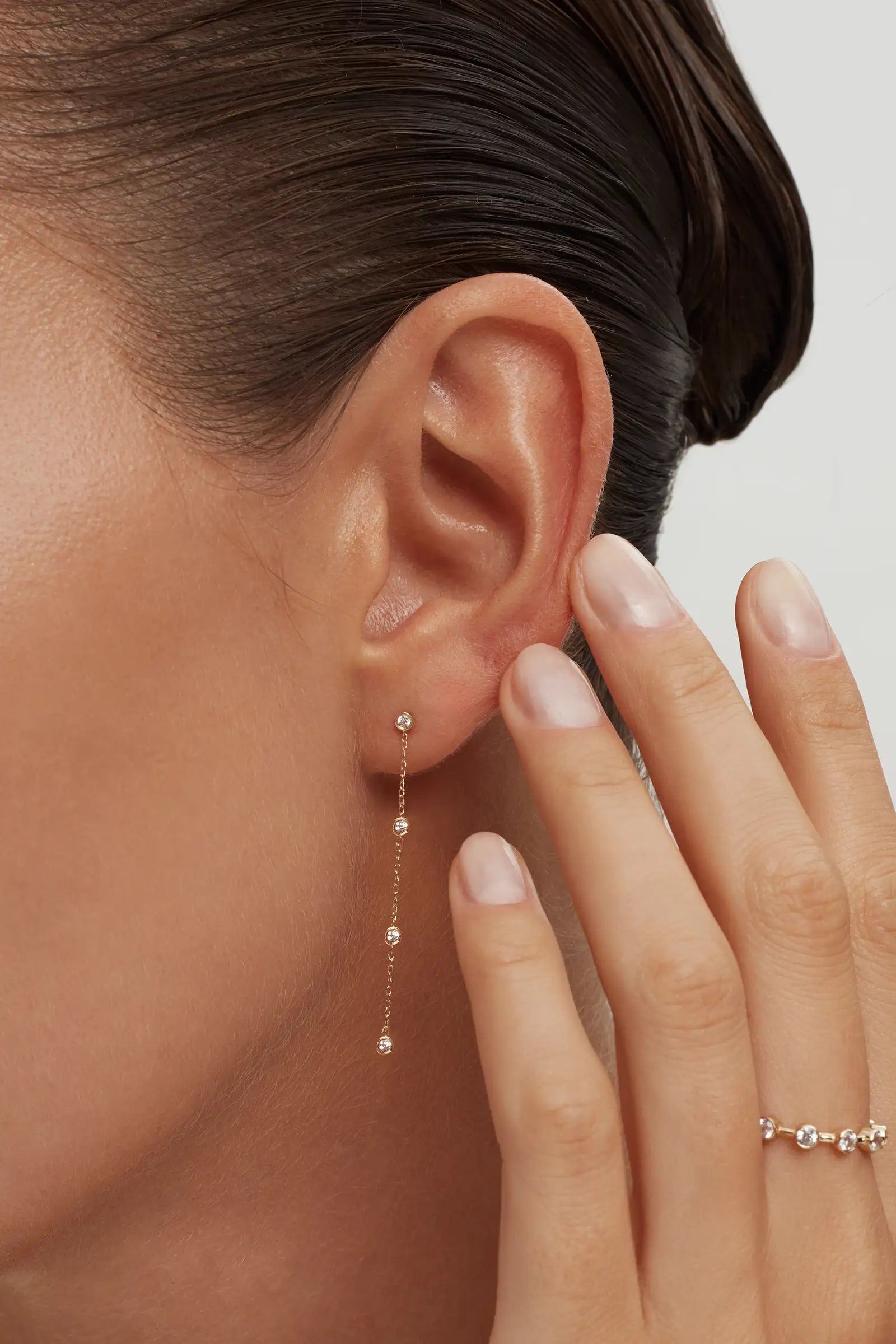 Diamond Drop Station Earrings