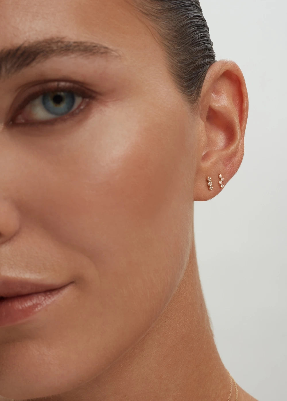 Tiny Trio Stud Earrings - Rose Gold