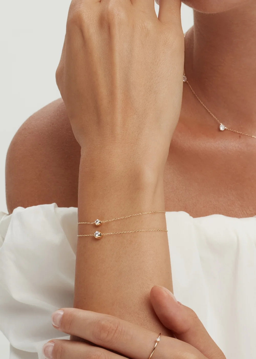 Two-Sided Diamond Bezel Bracelet - Rose Gold