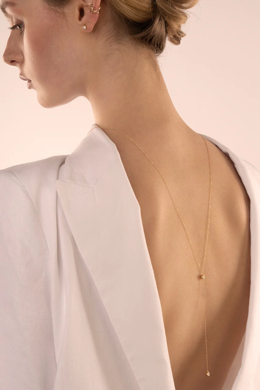 Bauchkette mit Perlen in Gold