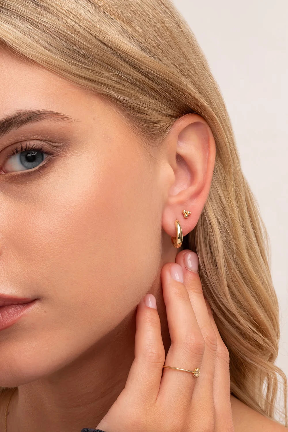 Gold Bead Sphere Earrings