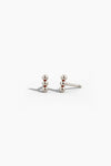 Beaded Bar Earrings - White Gold