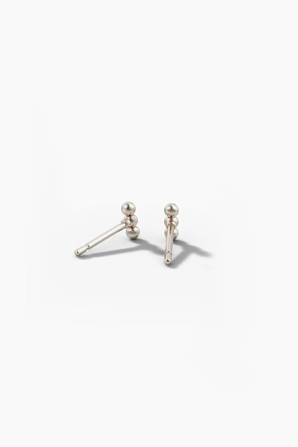 Beaded Bar Earrings - White Gold