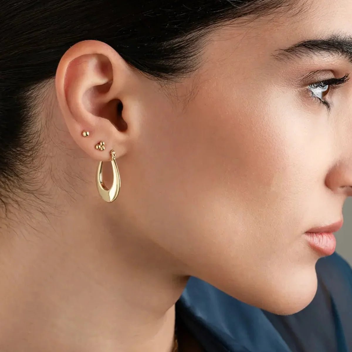 Flat Teardrop Hoop Earrings (pair) - Narcissus