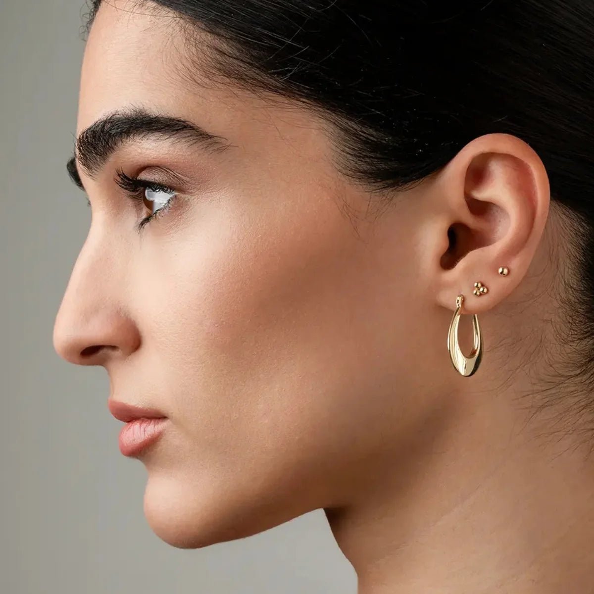 Flat Teardrop Hoop Earrings (pair) - Narcissus
