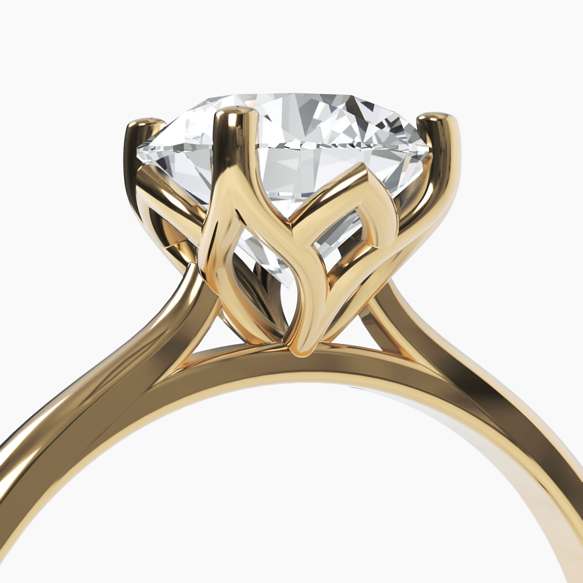 Floral Inspired Solitaire Engagement Ring - Narcissus