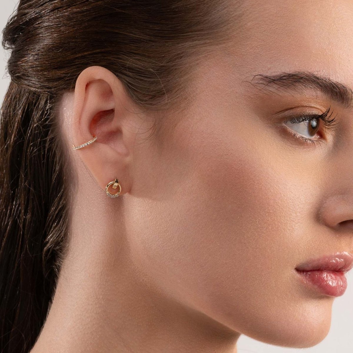 Minimalist Diamond Ear Cuff in Rose Gold - Narcissus