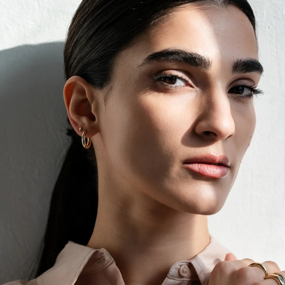 Classic Tube Hoop Earrings Small (pair) - Narcissus