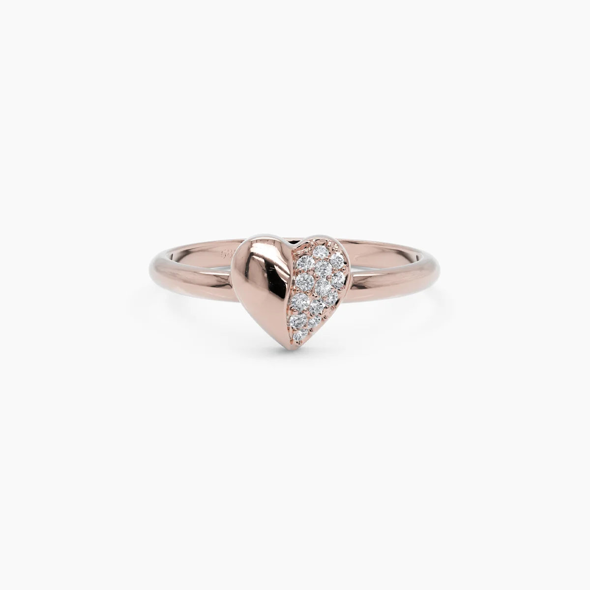Diamant-Puffy-Herzring in Gelbgold
