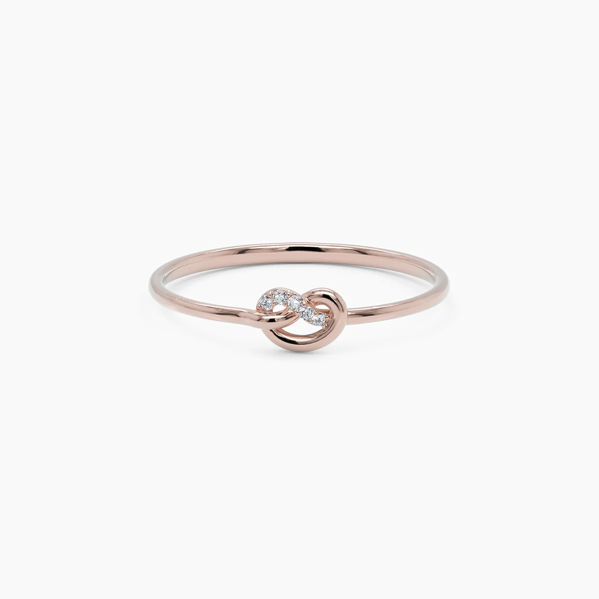 Dainty Knot Ring With Diamonds - Rose Gold