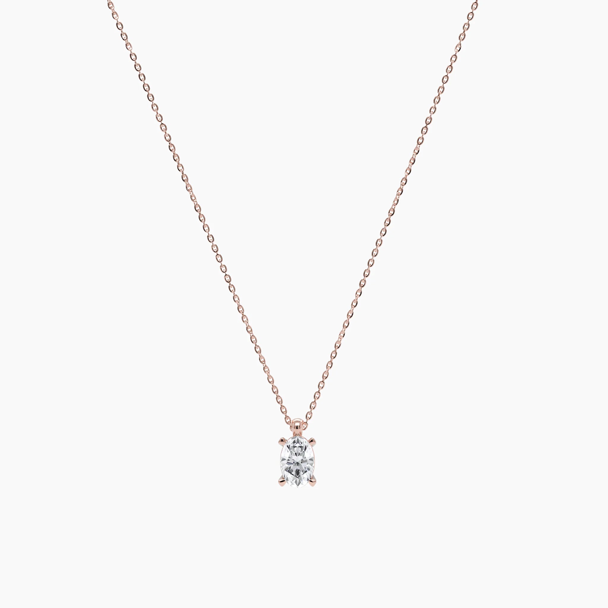 Oval Solitaire Diamond Pendant Necklace
