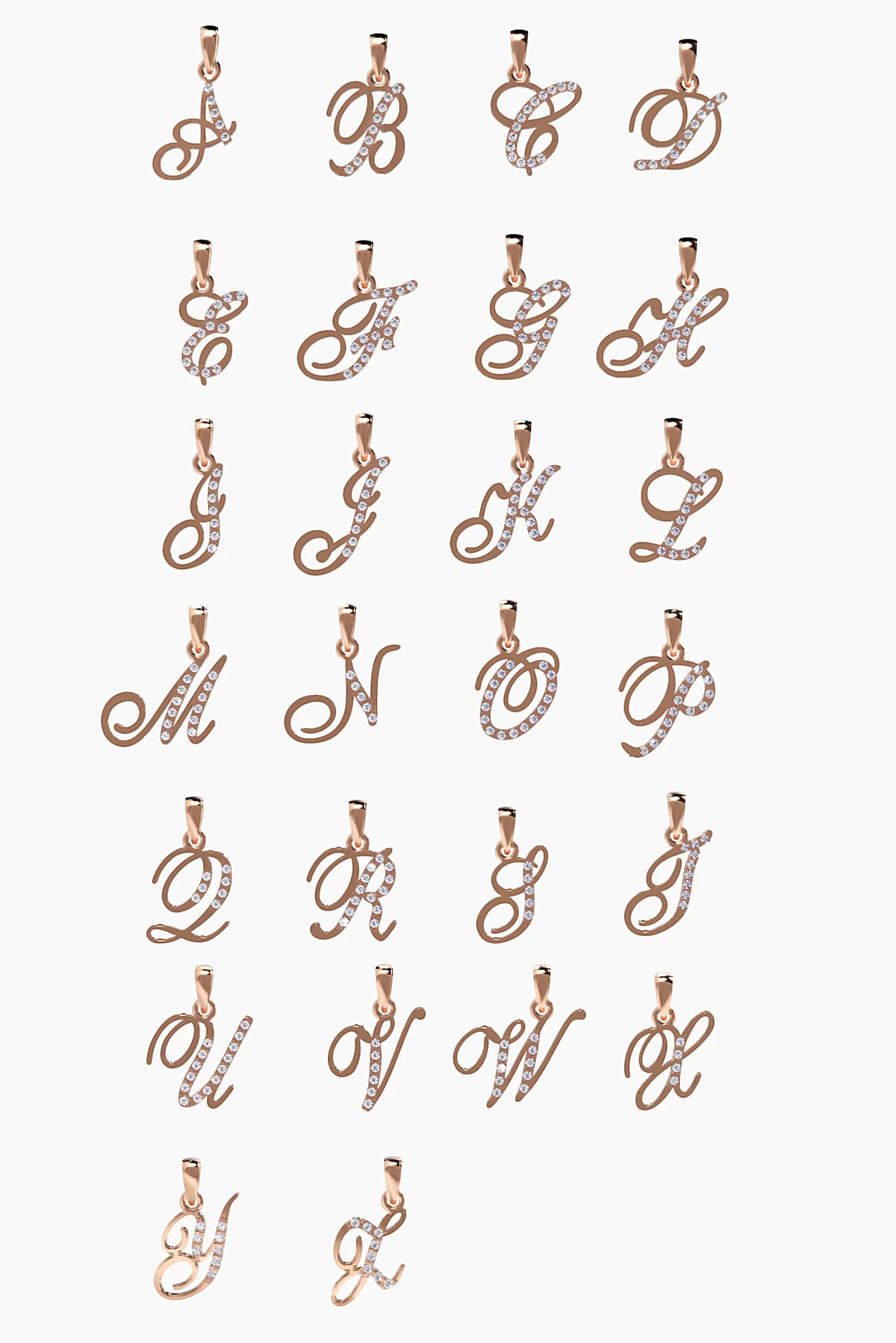 Poetry Initial Letter Necklace in Rose Gold