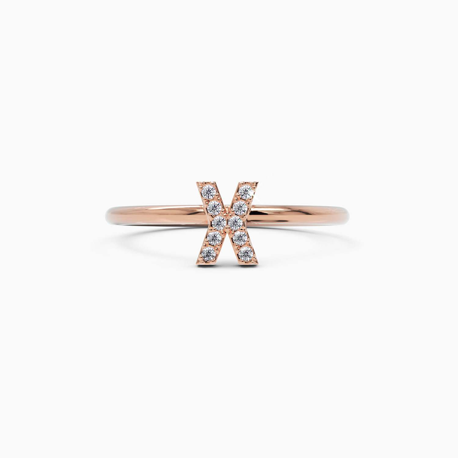Diamantring mit dem Buchstaben X