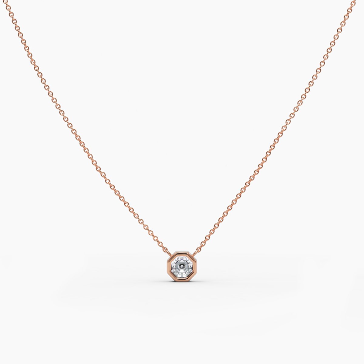Octagon Cut Diamond Solitaire Necklace - Narcissus