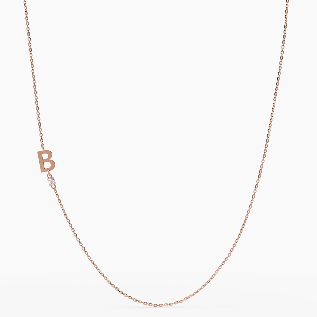 Sideways Initial B Necklace with Diamond - Narcissus