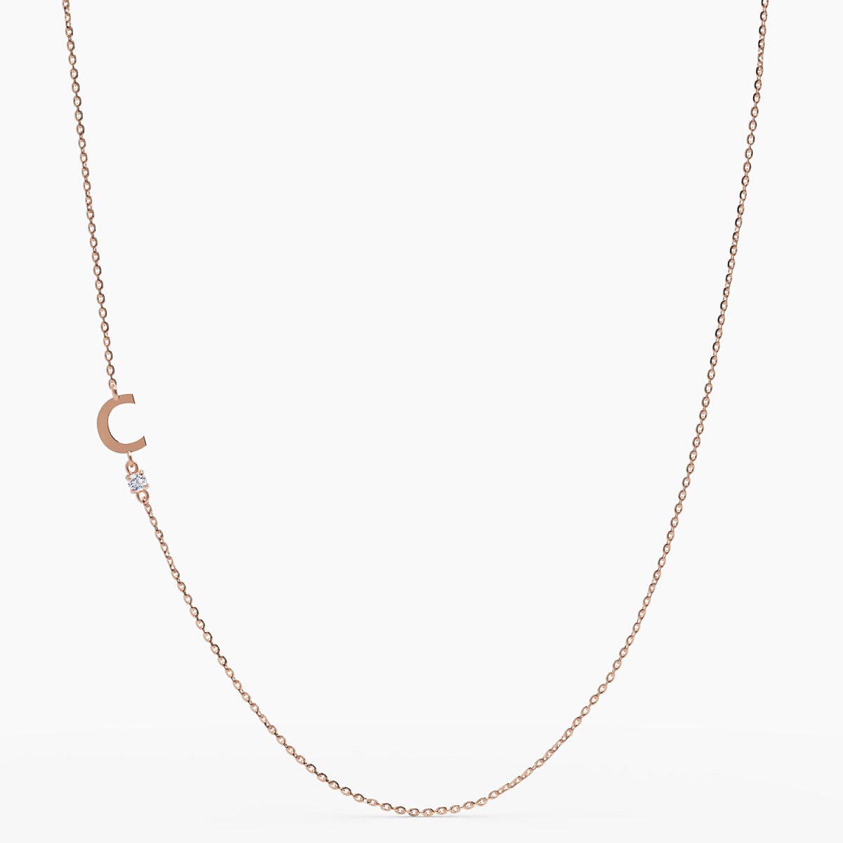 Sideways Initial C Necklace with Diamond - Narcissus