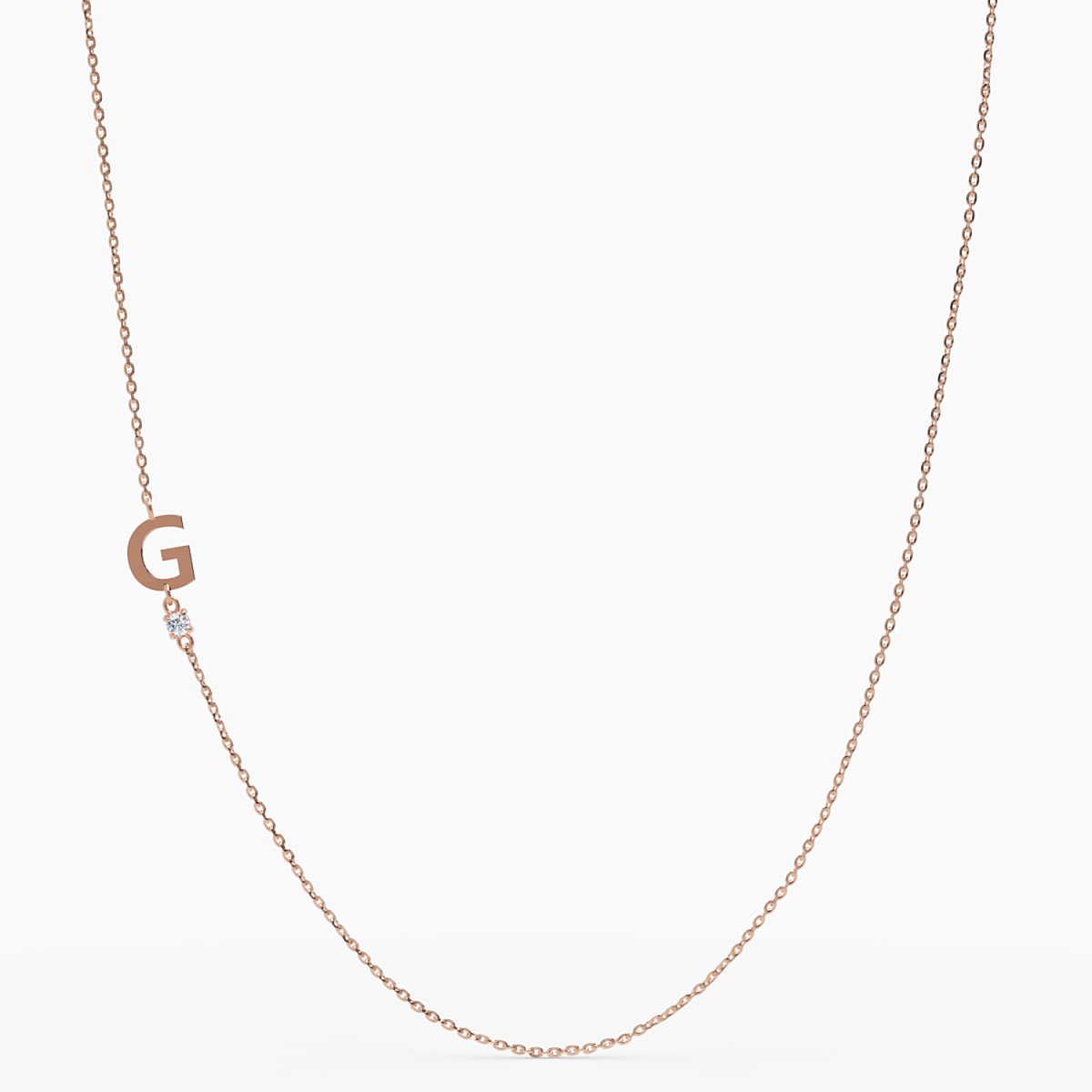 Sideways Initial G Necklace with Diamond - Narcissus