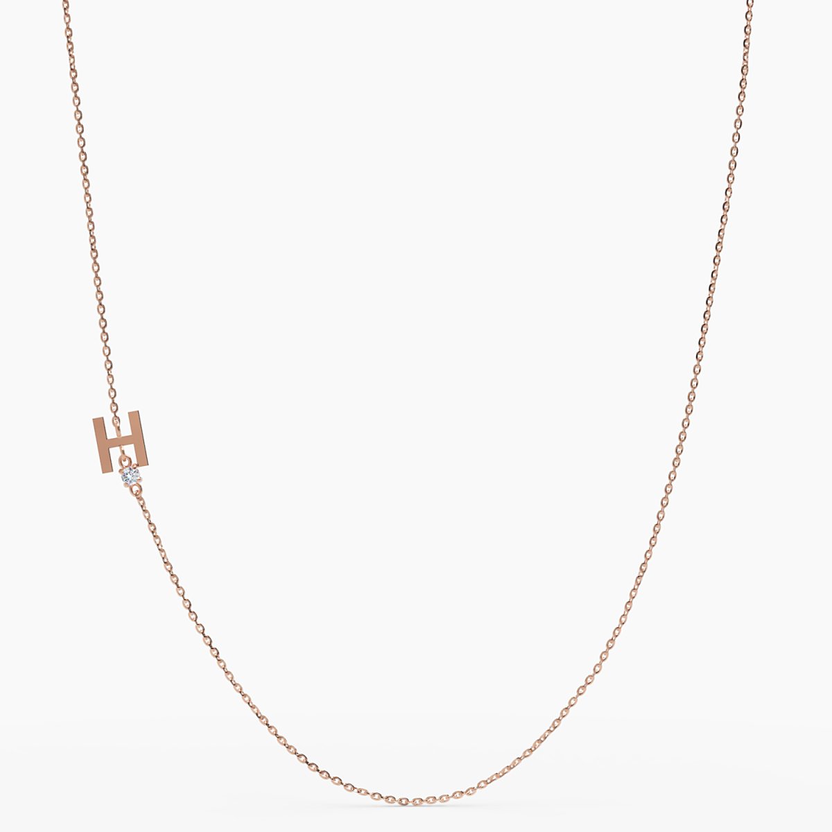 Sideways Initial H Necklace with Diamond - Narcissus