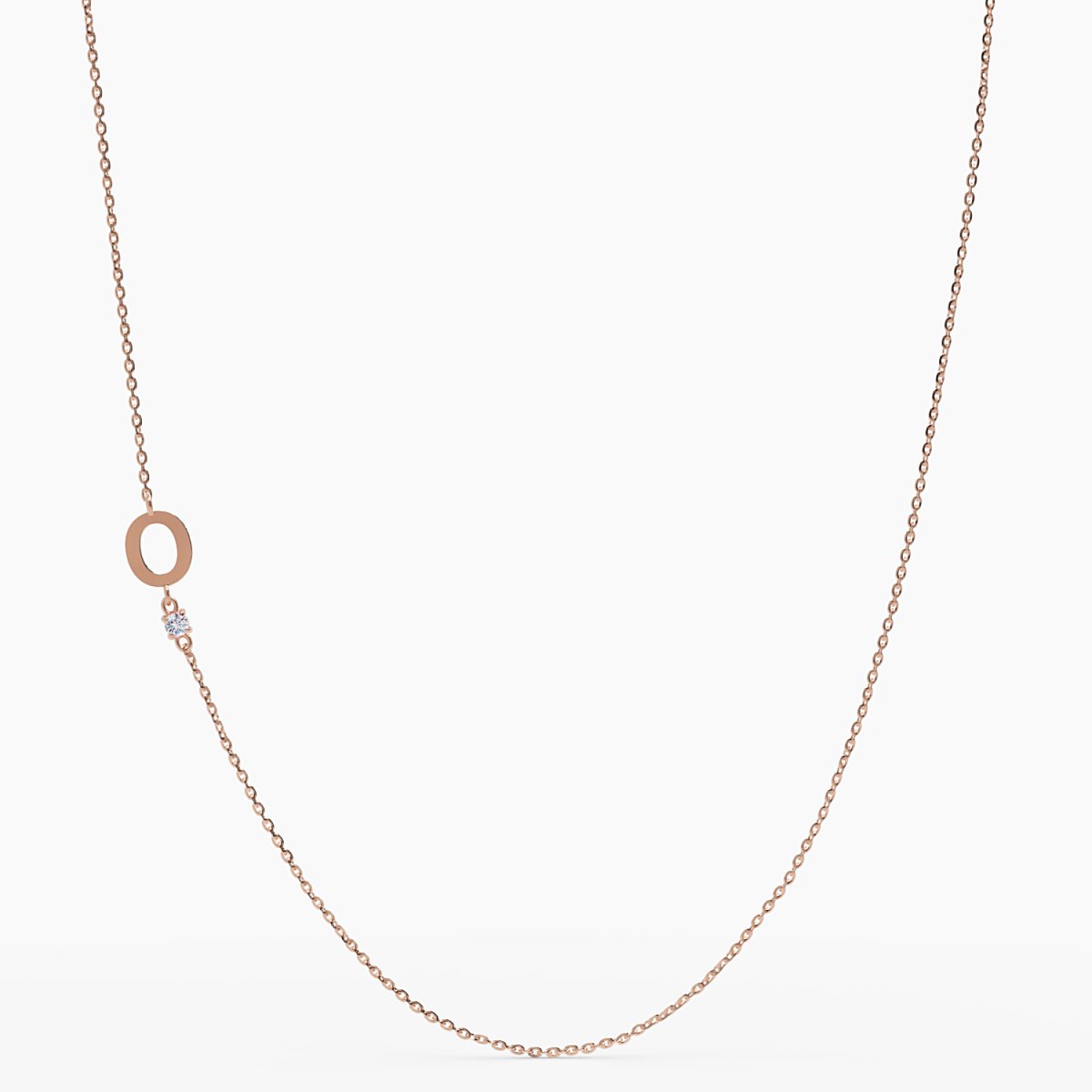 Sideways Initial O Necklace with Diamond - Narcissus