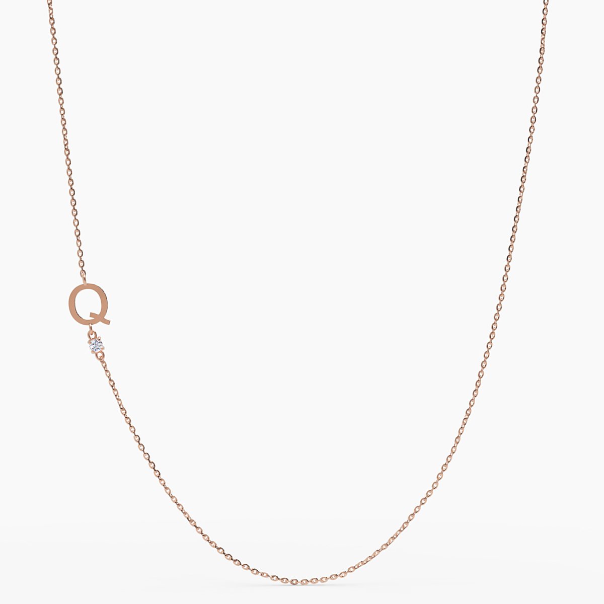Sideways Initial Q Necklace with Diamond - Narcissus