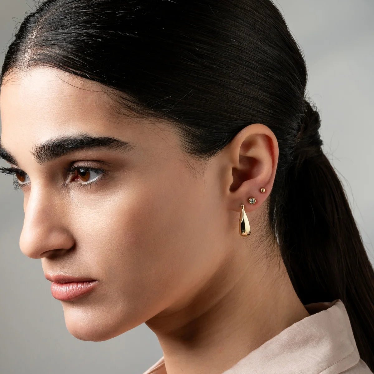 Tapered Teardrop Hoop Earrings (pair) - Narcissus