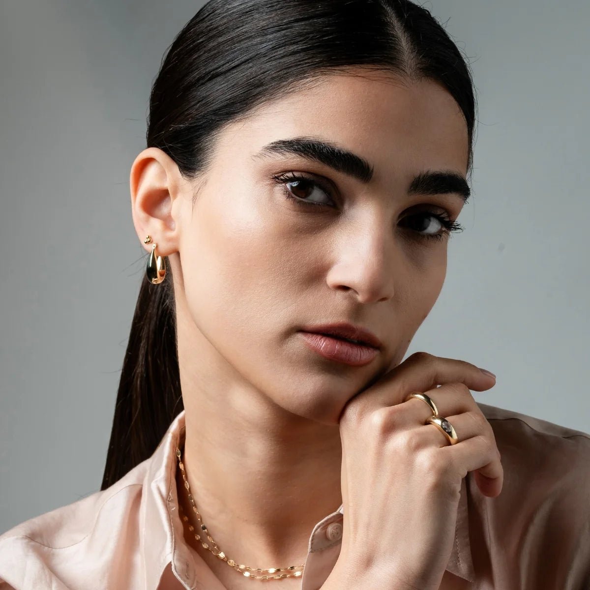 Tapered Teardrop Hoop Earrings (pair) - Narcissus