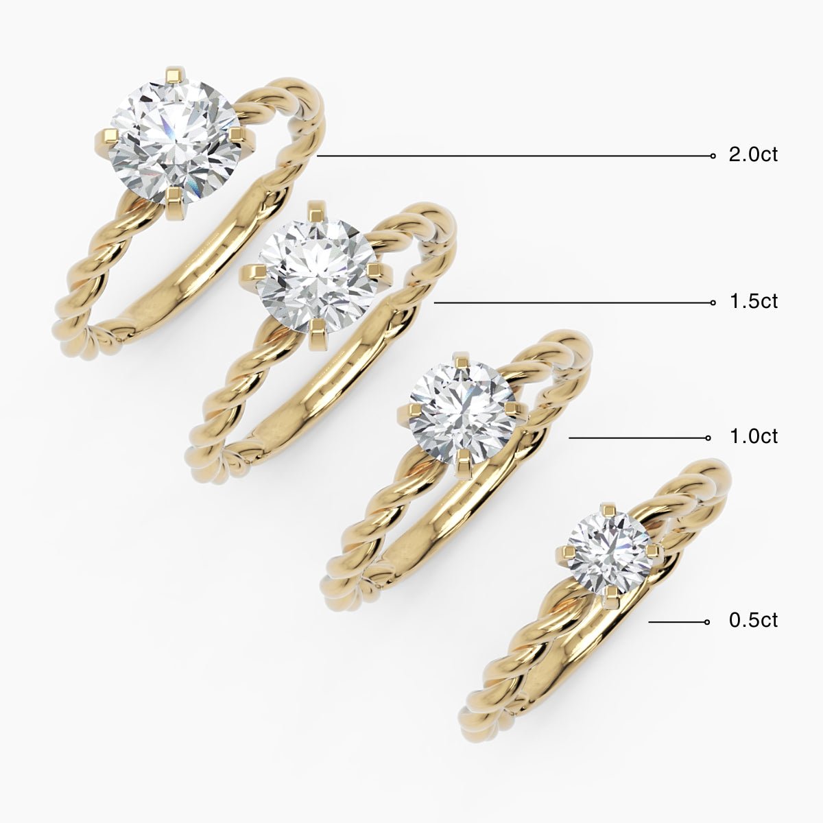 Twisted Band Diamond Engagement Ring - Narcissus