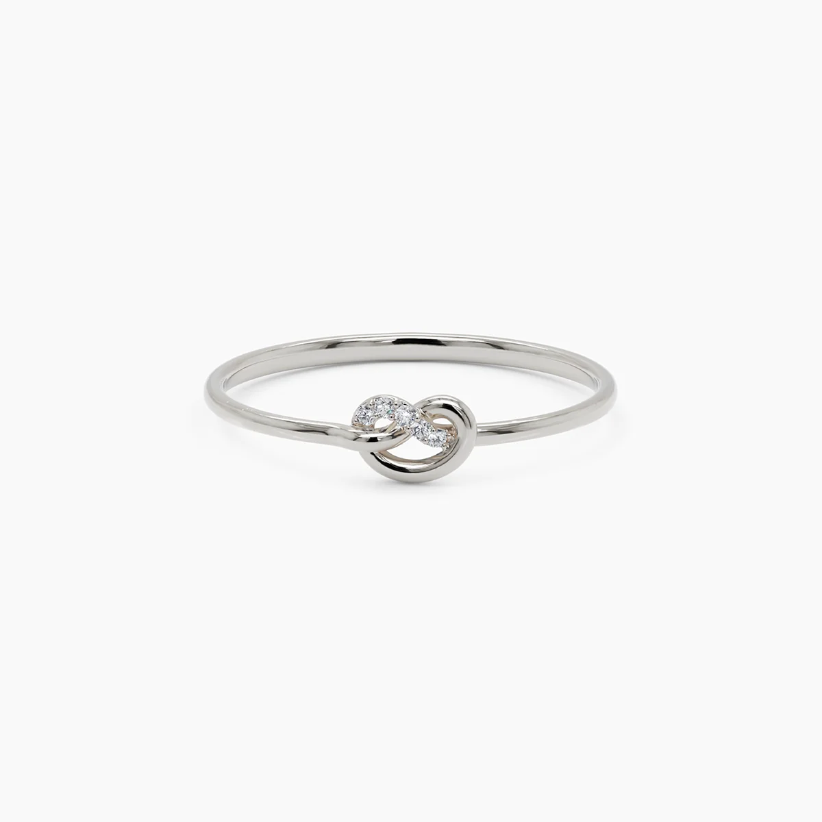 Dainty Knot Ring With Diamonds - White Gold