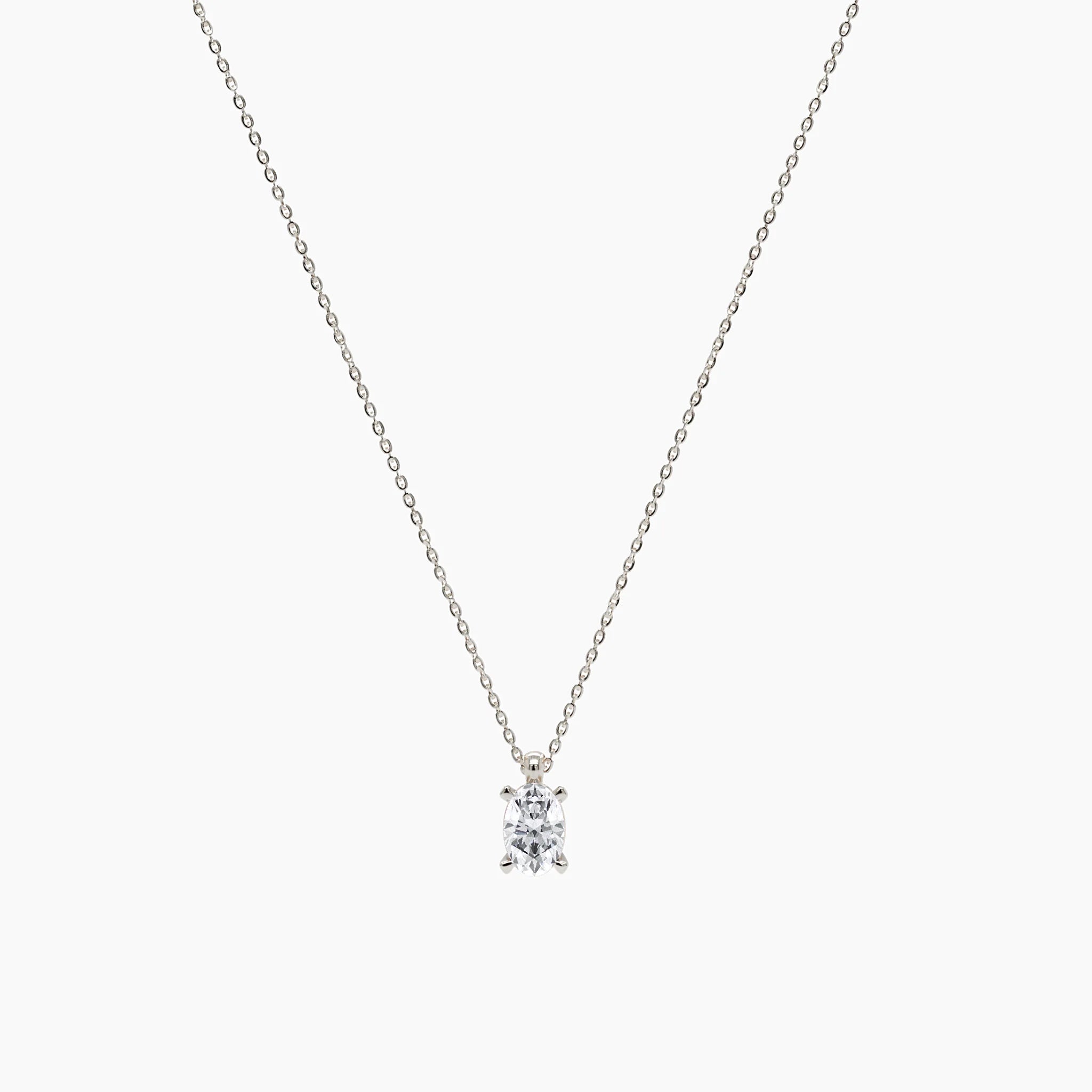 Oval Solitaire Diamond Pendant Necklace