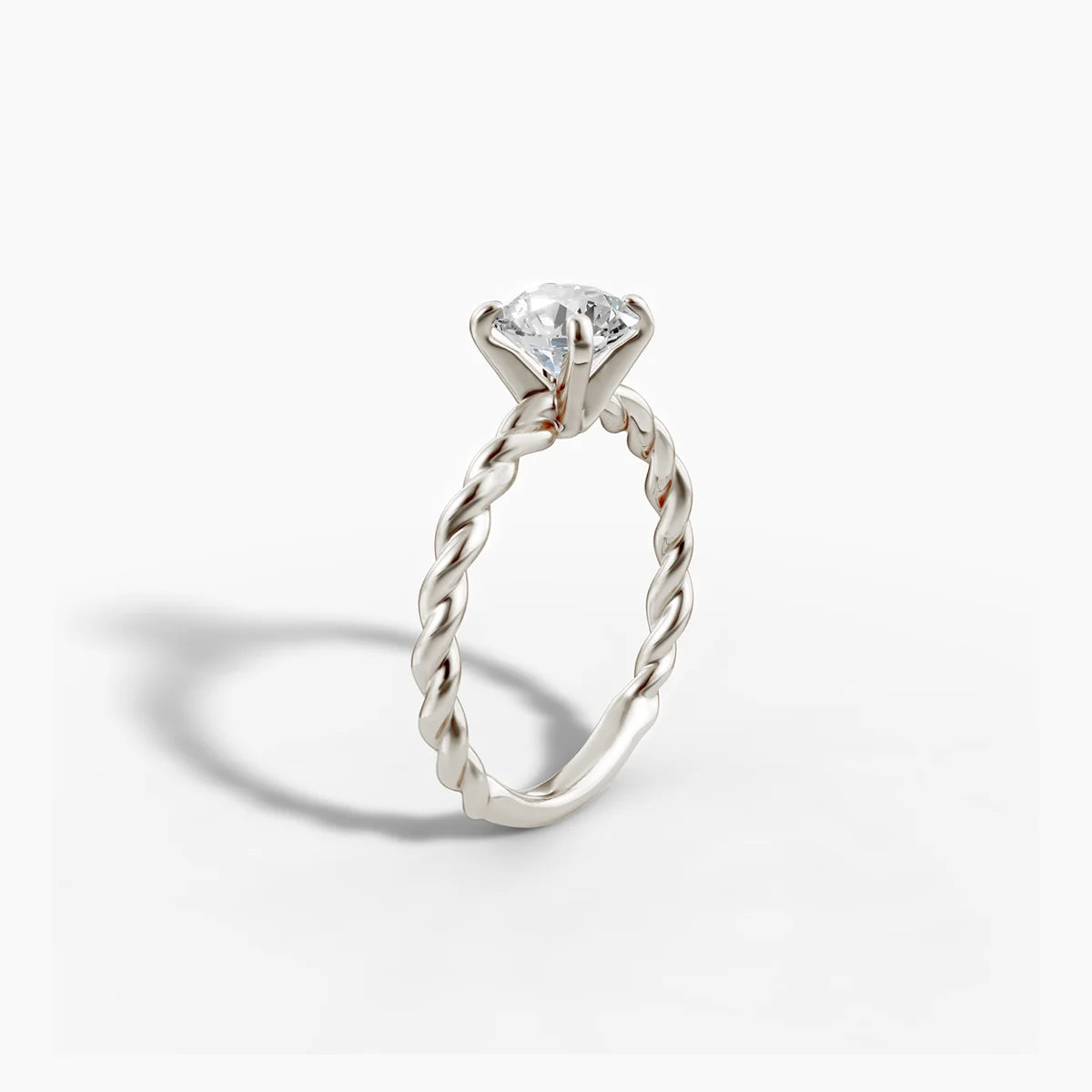 Twisted Band Diamond Engagement Ring