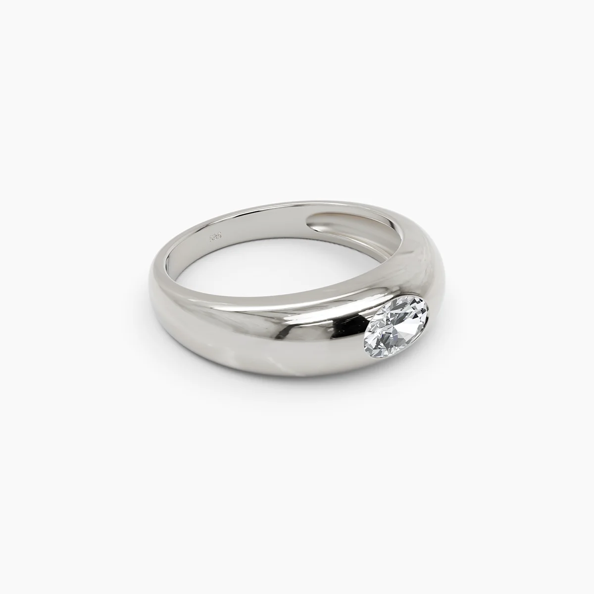 Oval Diamond Dome Band Ring