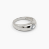 Oval Diamond Dome Band Ring - White Gold
