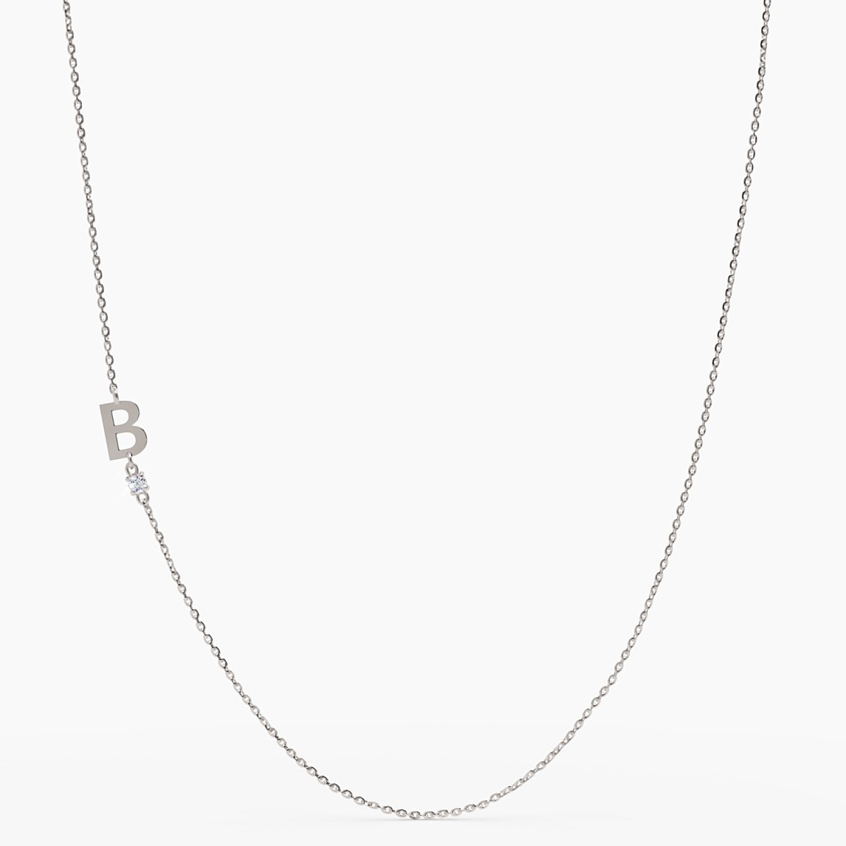 Sideways Initial B Necklace with Diamond - Narcissus