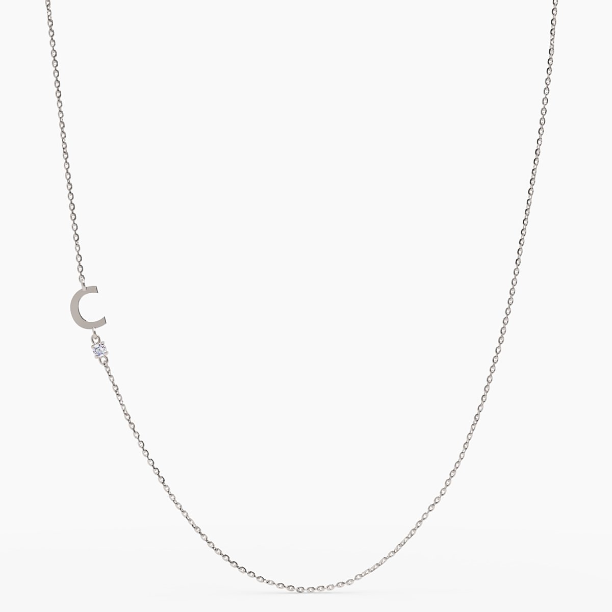 Sideways Initial C Necklace with Diamond - Narcissus