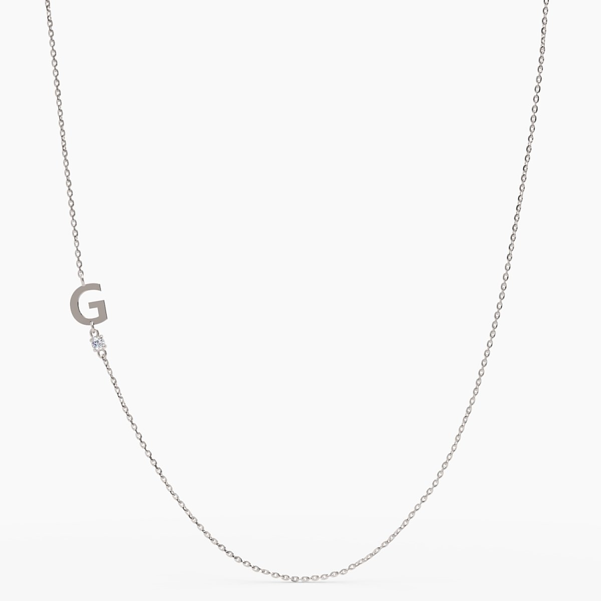 Sideways Initial G Necklace with Diamond - Narcissus